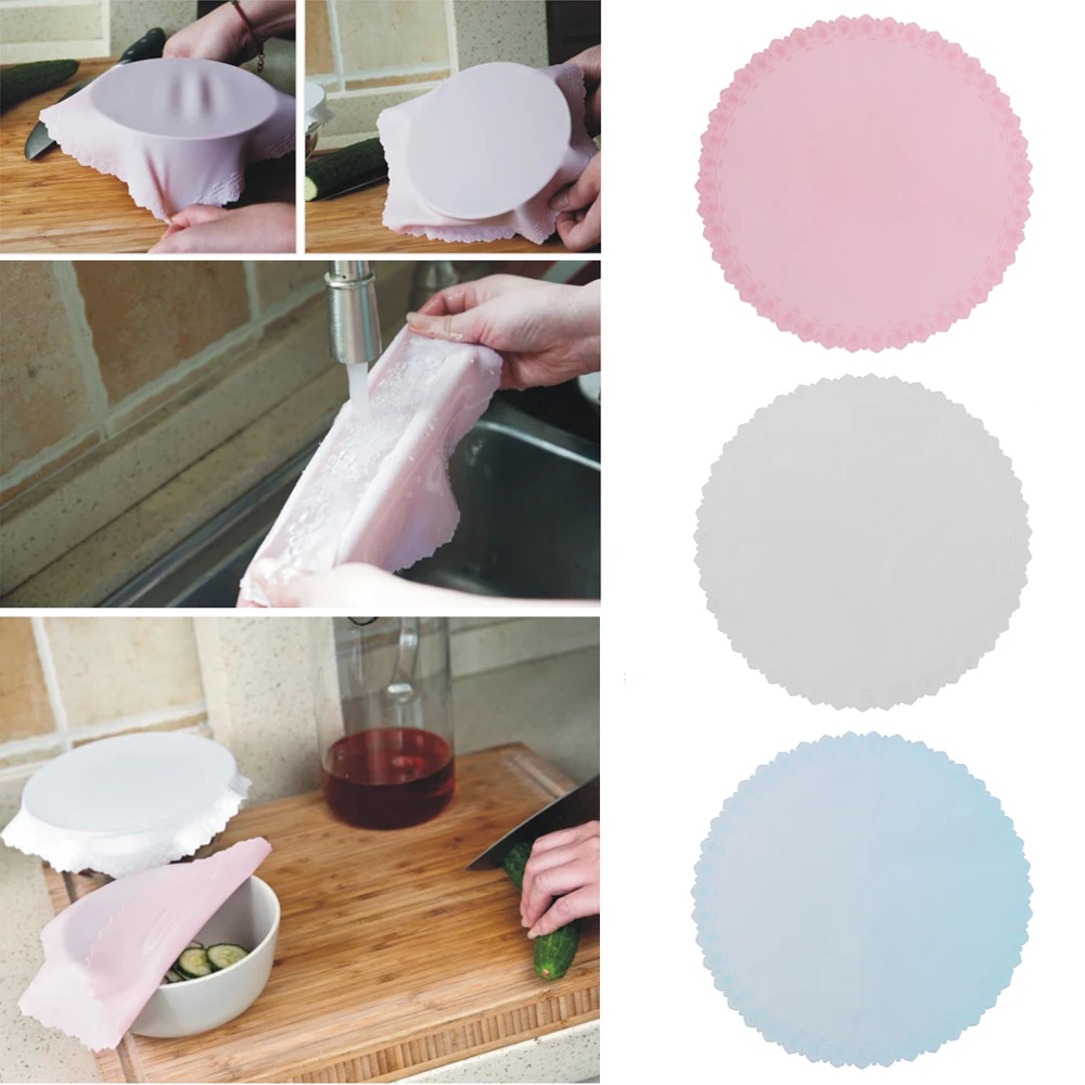 

1PC Practical Cute Multi-Functional Stretch Lid Kitchen Tools Microwave Oven Reusable Silicone Cover Cling Film Food Wrap