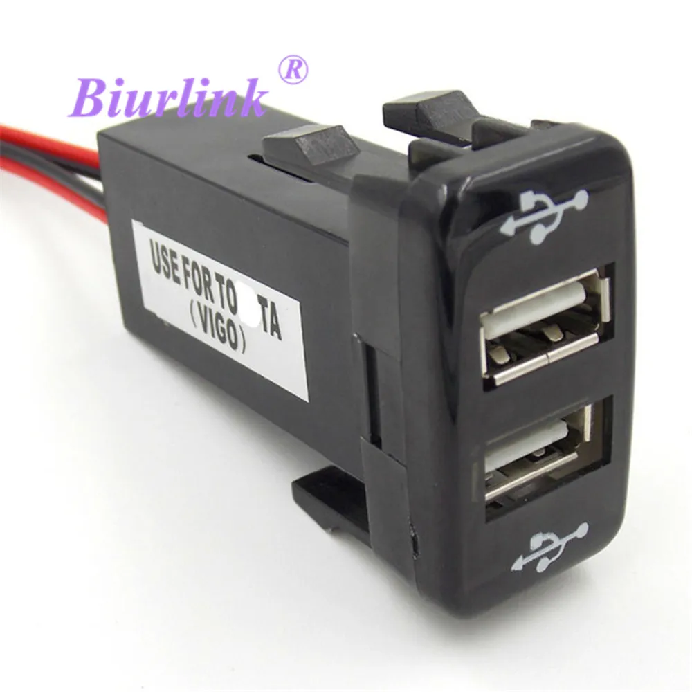 Двойной USB разъем интерфейса для Toyota Hilux VIGO Зарядка iPhone MP3 MP4 смартфона планшета ПК