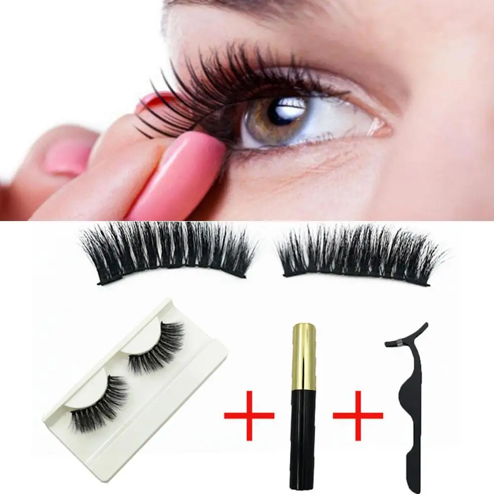 3pcs/set Magnetic eyelashes with Magnetic Eyeliner Eyelash applicator 3D natural false eyelashes Kit magnet false eye lashes