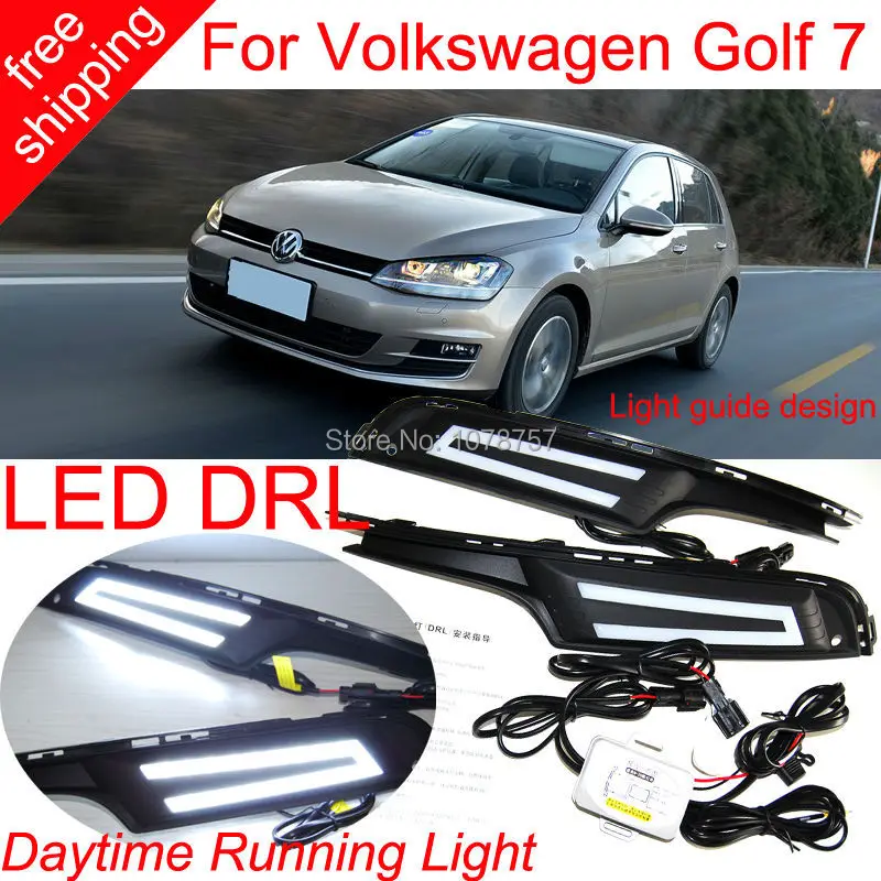 

Light Guide Design LED DRL Daytime Running Lights Suitable For Volkswagen Golf 7 2013-2014,Car Fog Lamp Cover With LED DRL