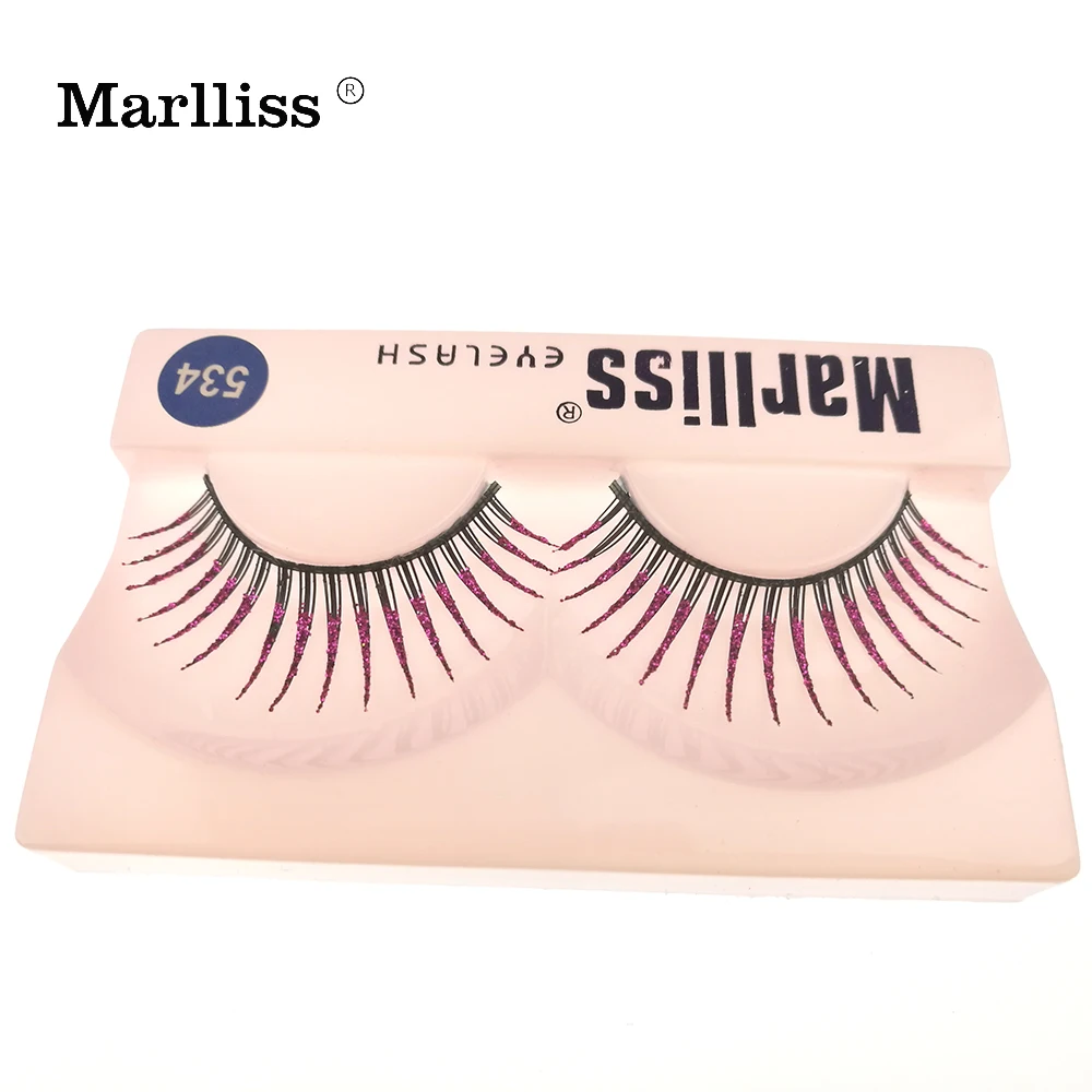 1 Pairs 534 Marlliss Reusable Pink Glitter lashes Fiber Strip false