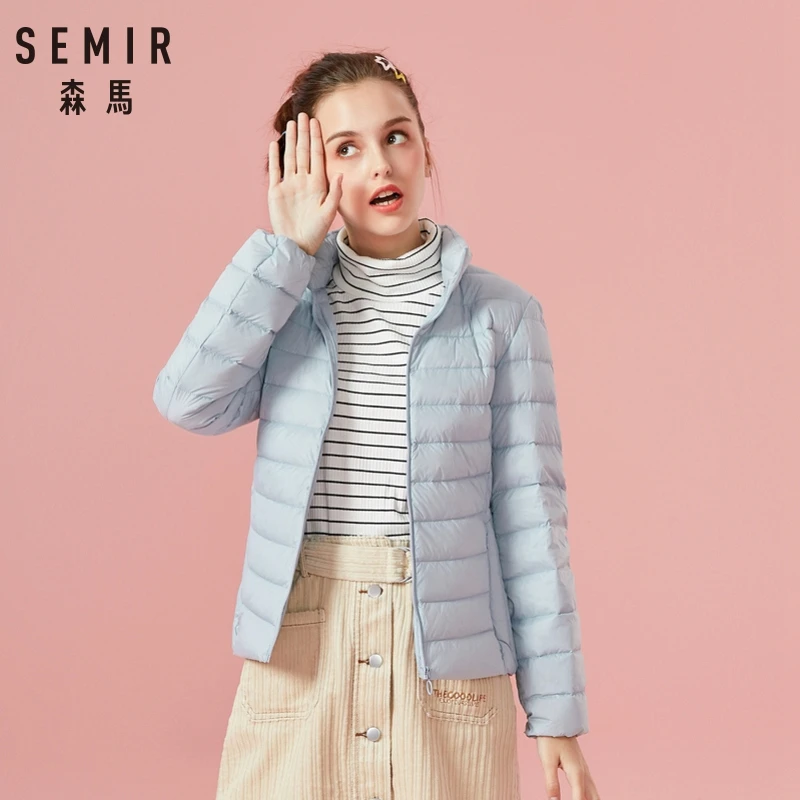 SEMIR 2018 Winter Jacket Women Cotton Short Jackets New Down Padded Hooded Warm Parkas Autumn Slim Coat Female Casual Tops