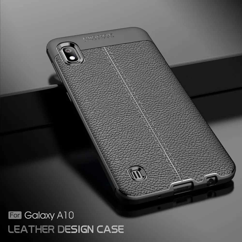 For Samsung Galaxy A10 SM-A105F Hybrid Armor Leather Texture Soft TPU Cover Case |