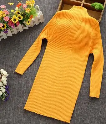 yellow Новинка года; сезон осень-зима; Детский свитер; вязаное платье для девочек; длинное теплое платье принцессы; Одежда для девочек-подростков; 30 - Цвет: yellow