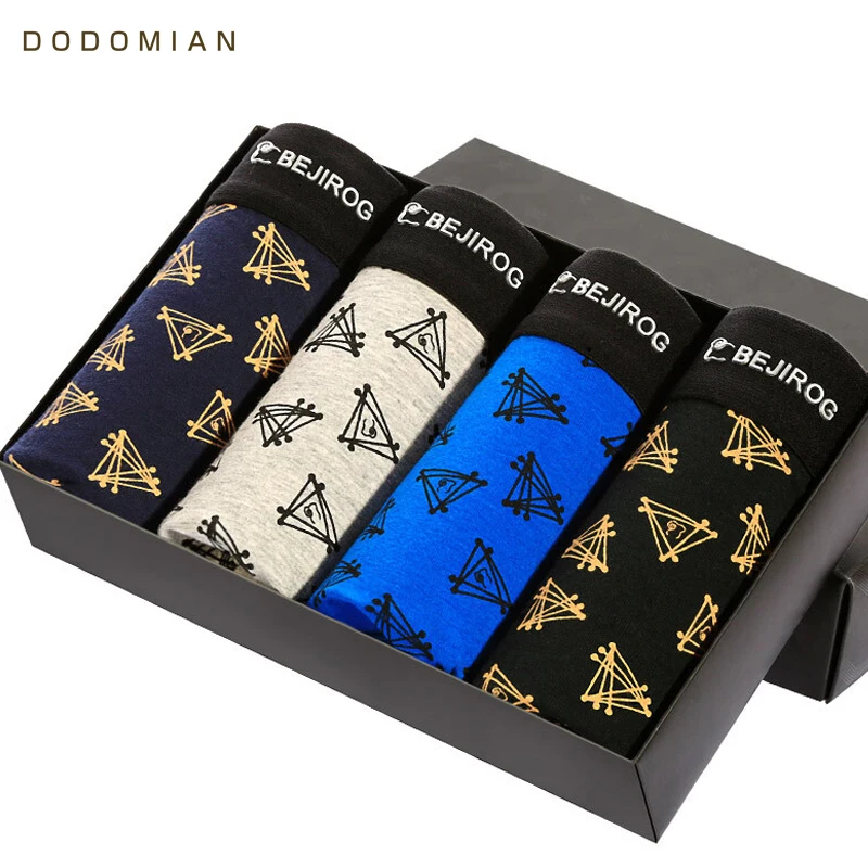 

Brand Cotton Boxers Men Underwear Fashion Boxer Shorts For Men Plus Size Male Panties Shorts Print Underpants Cuecas 4 Pcs/lot