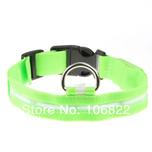 Puppy Dog LED Glow Nylon Collar Adjustable S M L XL Pet Tag Flash Light Safety 5076