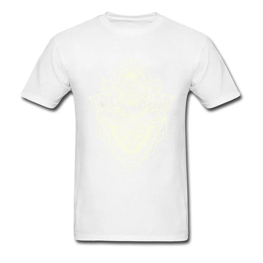 Printed holly mandala light Men T Shirts Dominant Summer Short Sleeve Crew Neck Cotton T Shirt Europe Tops & Tees holly mandala light white