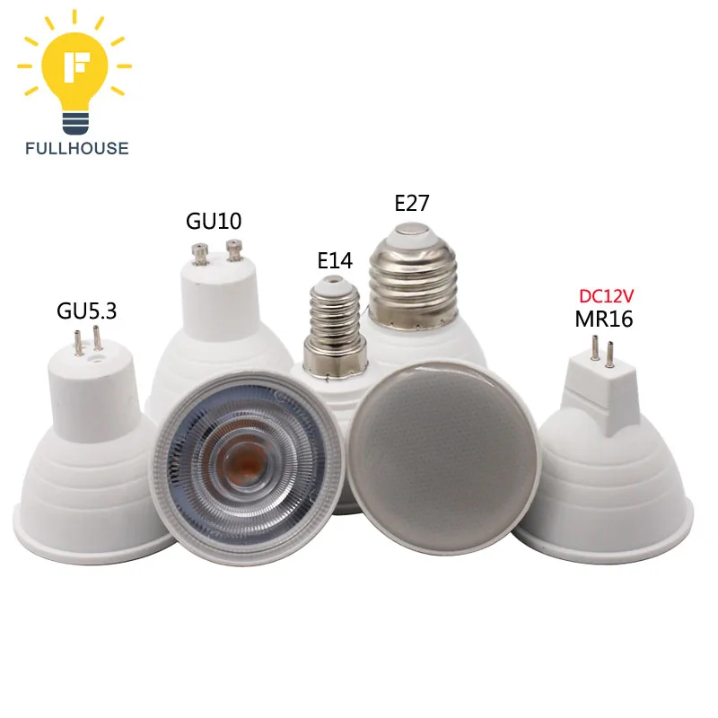 GU10 E27 E14 Светодиодная лампа 9 Вт 220 В GU Lampada MR16 DC12V светодиодная конденсаторная
