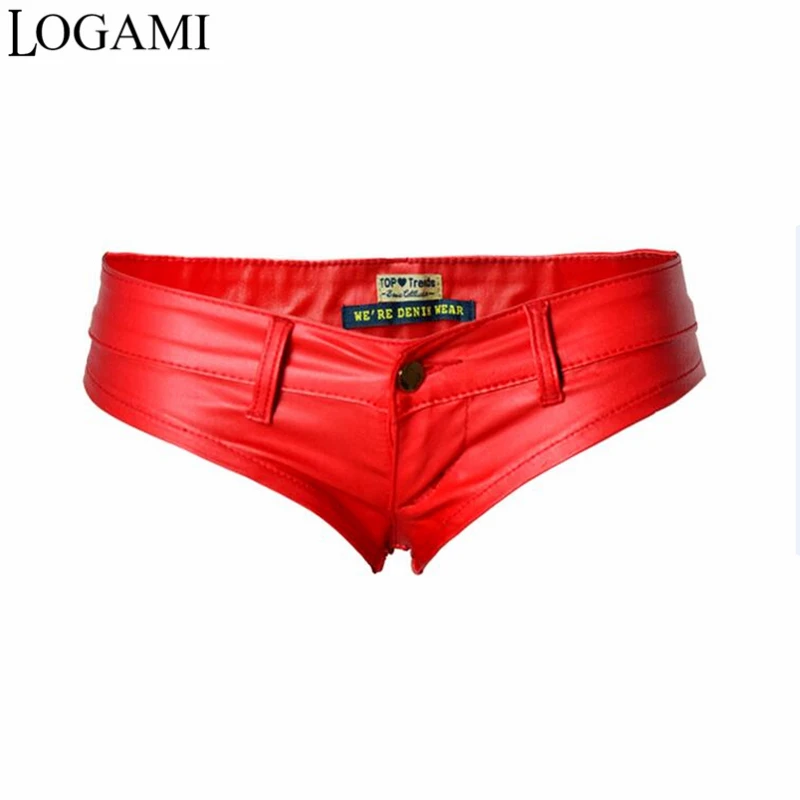 Женские мини шорты LOGAMI пикантные короткие из искусственной кожи с заниженной