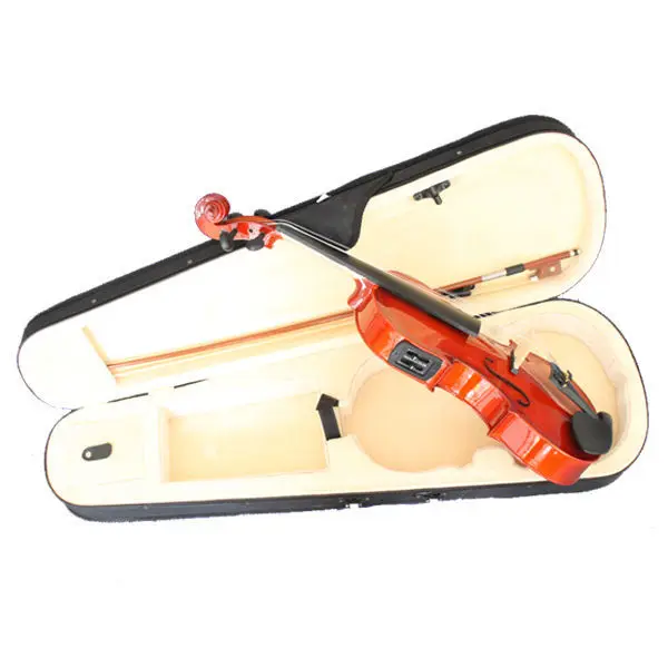 NAOMI Electric Acoustic Violin 4/4 Natural Color Violin Preamp+Case+4/4 Violin Bowin Violin