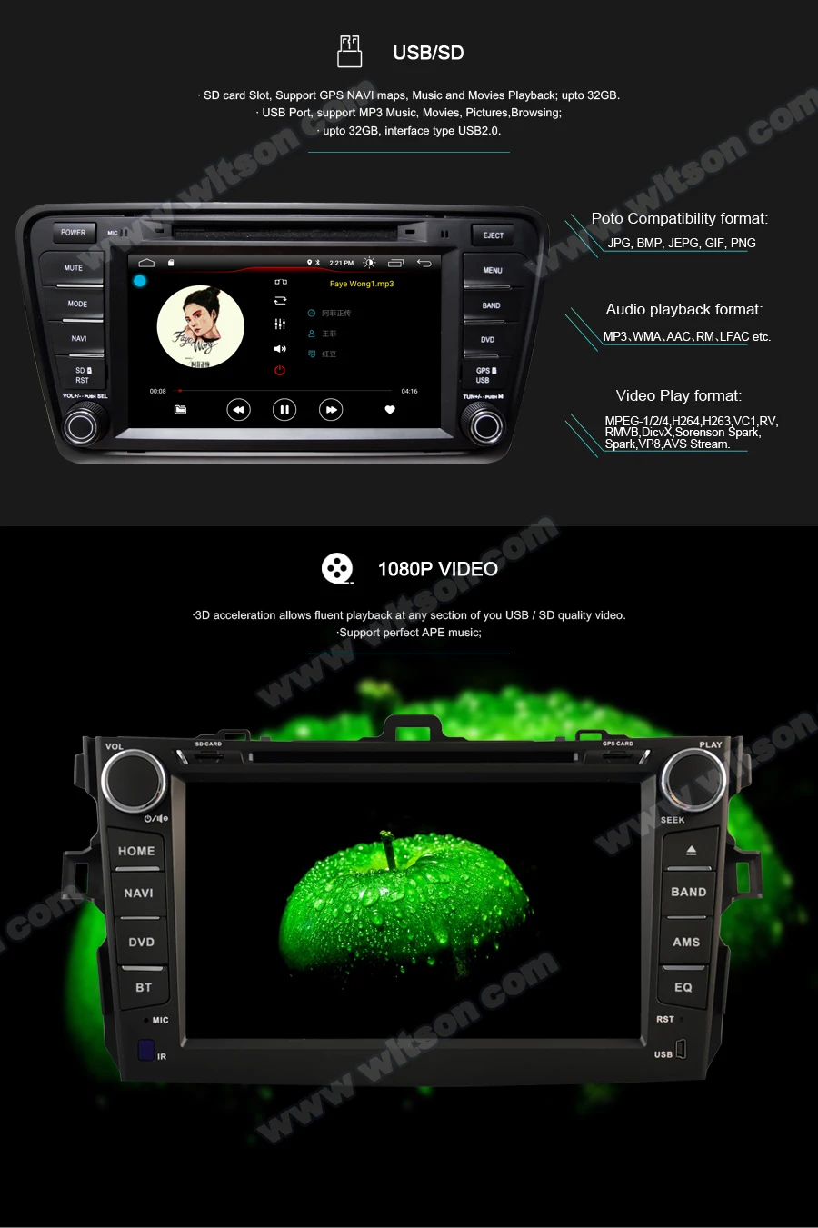 Clearance WITSON  Quad-core Android 9.1 car dvd gps For CHRYSLER 300C 2G DDR3 RAM Memory Mirror Link car dvd player radio bluetooth GPS 5