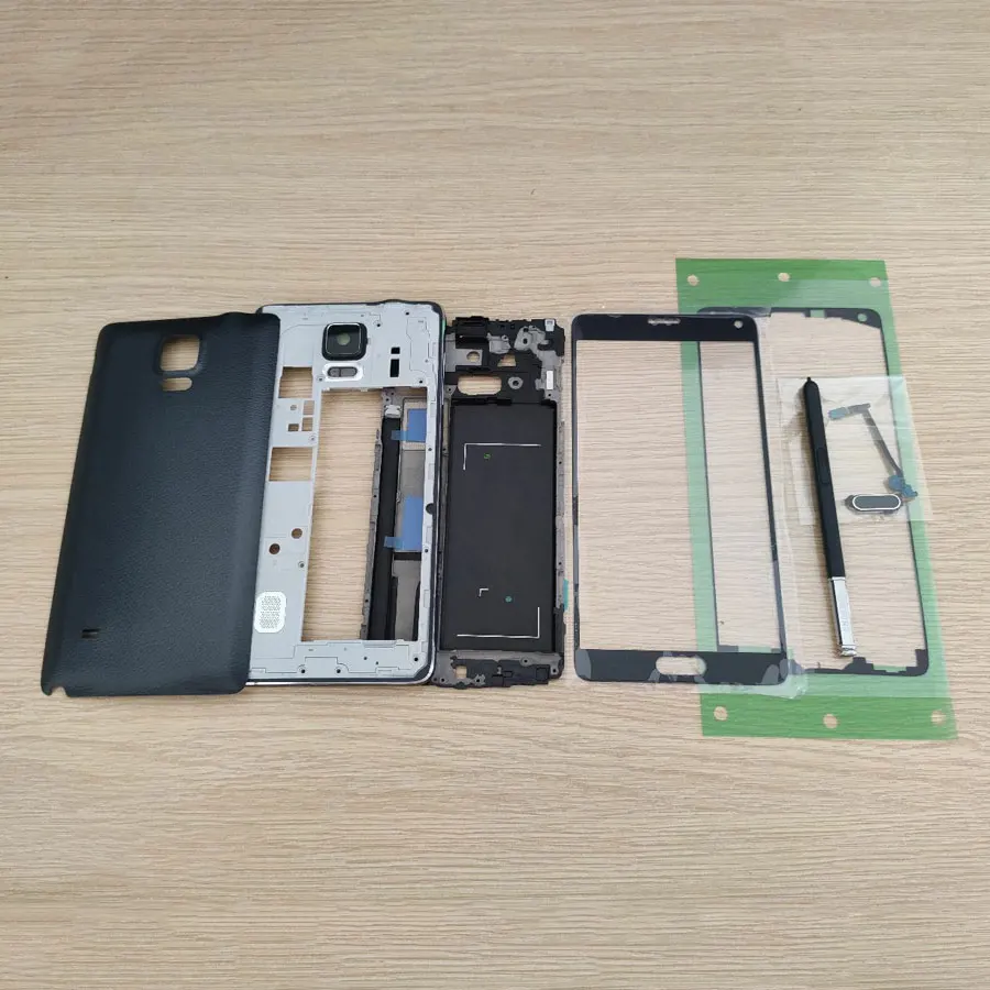 

N910F Full Housing Replacement For Samsung Galaxy Note 4 Front glass+aluminum frame+Back Cover+S pen+Back Buttons+Adhesive