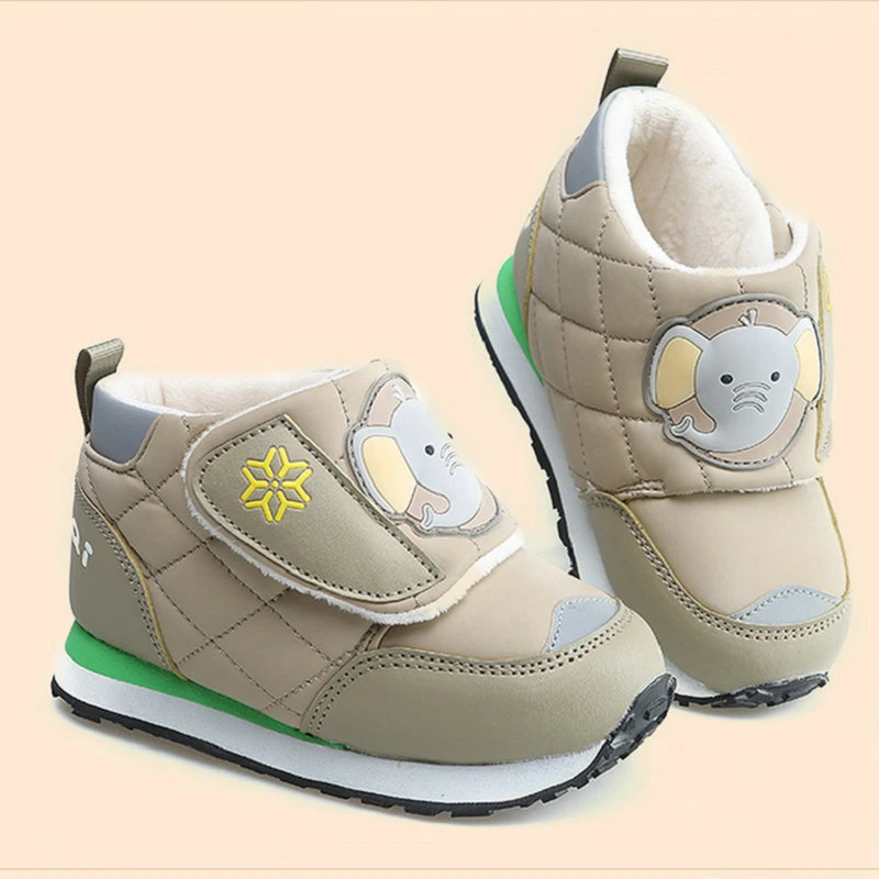 Khaki Elephant Детские зимние ботинки высокого качества теплые плюшевые зимние ботинки для детей, детская обувь водонепроницаемые кроссовки для мальчиков сапоги Martin для девочек - Цвет: Khaki Elephant