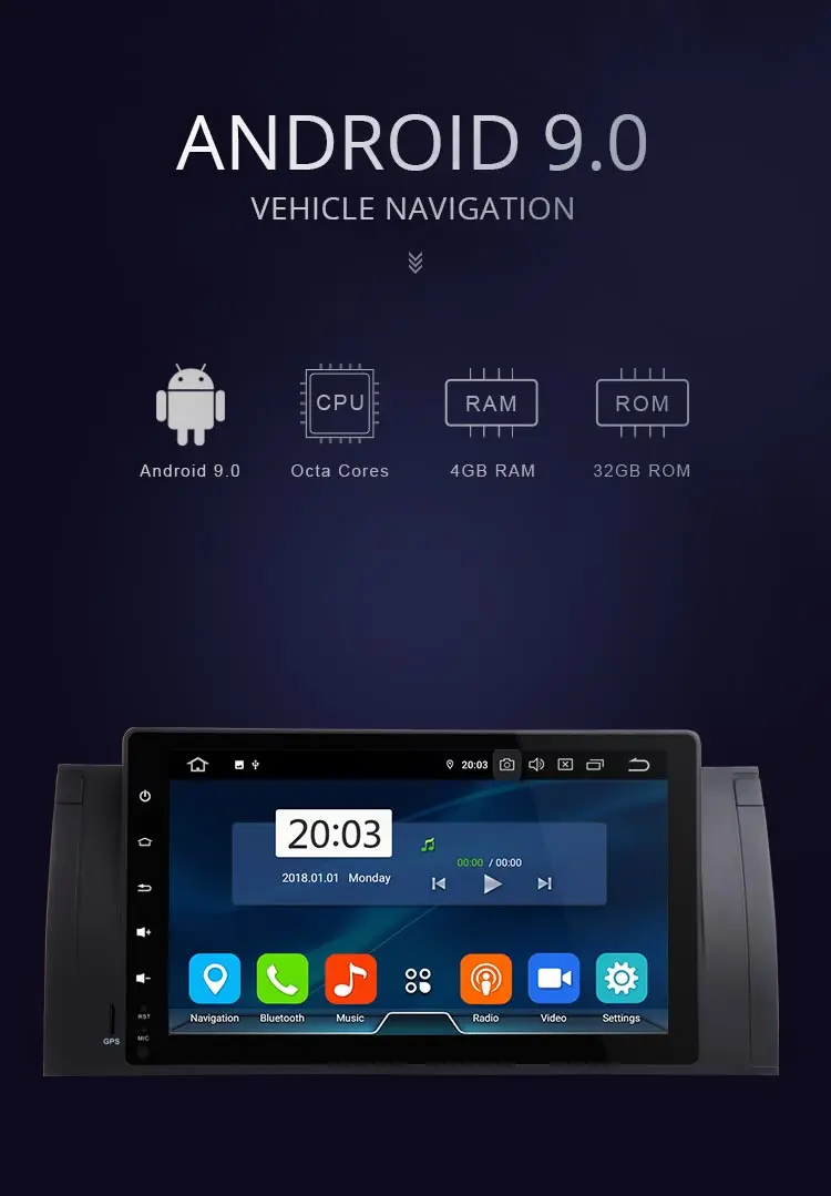 Discount JDASTON 1Din 9 Inch Android 9.0 Car Multimedia Player For BMW M5 E39 X5 E53 4G+32G WIFI Radio GPS Audio Steering Wheel Octa Core 1