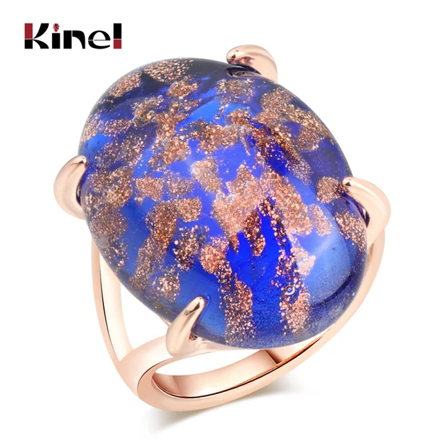 Kinel Caldo di Goccia di Trasporto di Lusso Blu Pietra Naturale Anello In Oro Ro Kinel Caldo di Goccia di Trasporto di Lusso Blu Pietra Naturale Anello In Oro Ro