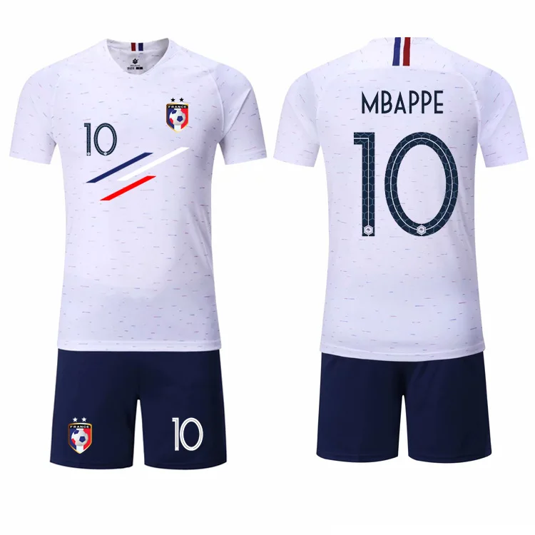 

Boy Spring Soccer Short Sleeve France 2 Stars Training Jerseys MBAPPE Kids Football Team Design Uniform Shirts&Shorts Suits