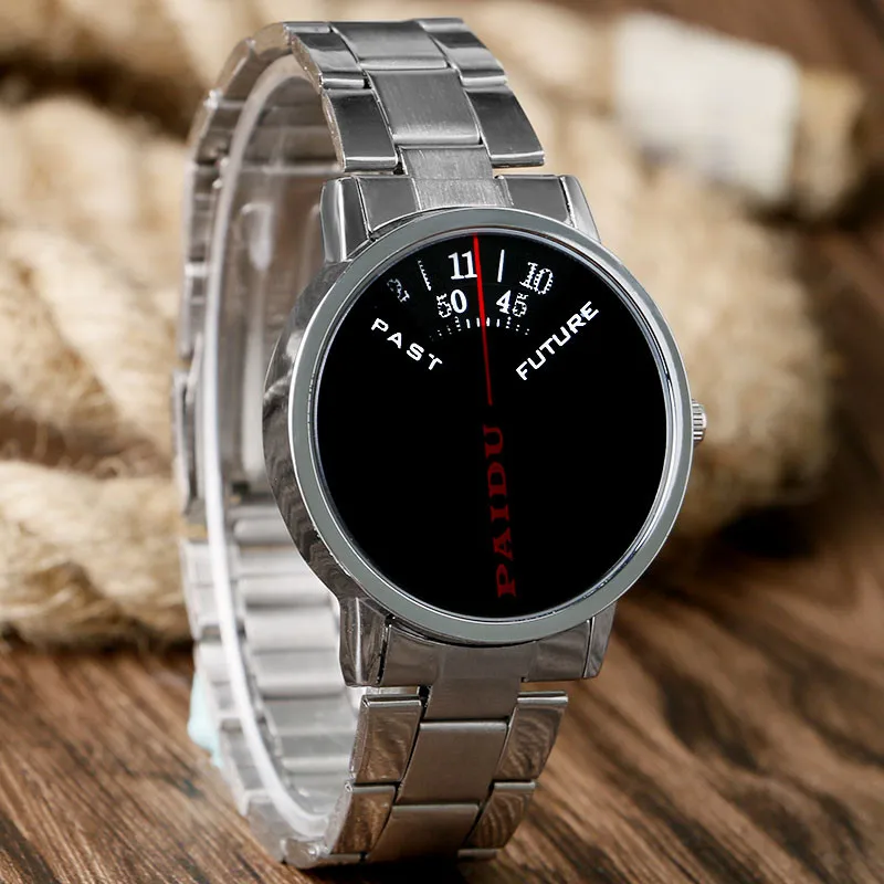 

Silver PAIDU Quartz Wrist Watch Turntable Dial Mens Clock Fast Future Gift Q0841