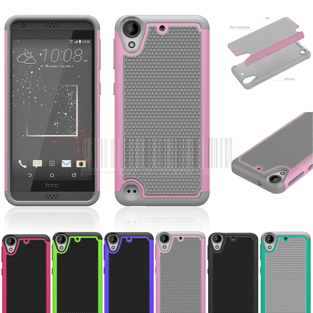 PC+Silicone Anti-shock Protective Rubber Armor Soft Case Skin Fundas For HTC Desire 530 630 Cover Cricket DESIRE 555 | Мобильные