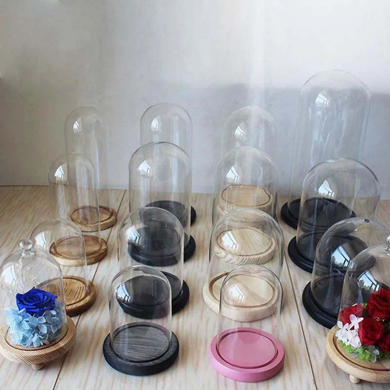 Креативная стеклянная твердая деревянная основа прозрачный стеклянный микро пейзаж живые цветы коробка для хранения Органайзер