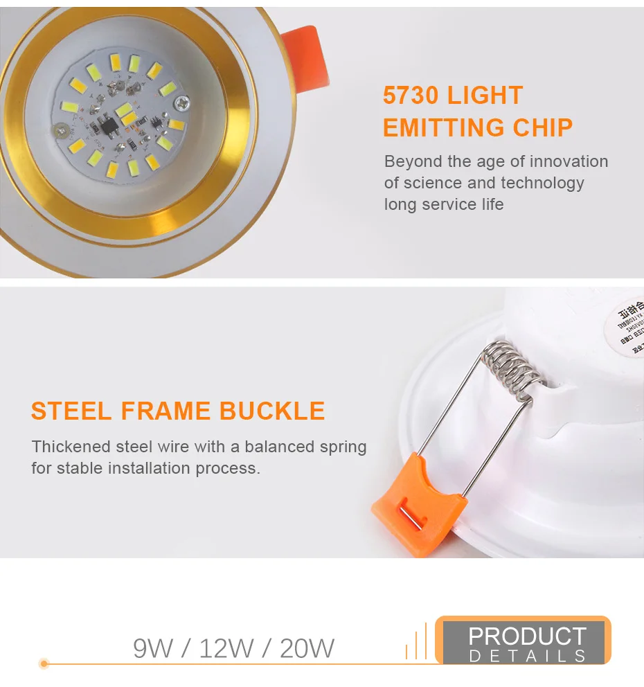 Conduziu o Painel de Teto Recesso para Baixo Luzes para a Decoração Interna da Casa da Iluminação o Alumínio Ultra Brilhante de 220v Conduziu Downlight 20w 5w 9w 12w 7 Luzes e Iluminação