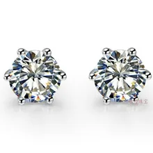 Великолепная одноцветное Белое золото 14 карат 2Ct долларов США/шт круглой огранки женский Обручение серьги-гвоздики свадебное Юбилей OEM ювелирных изделий