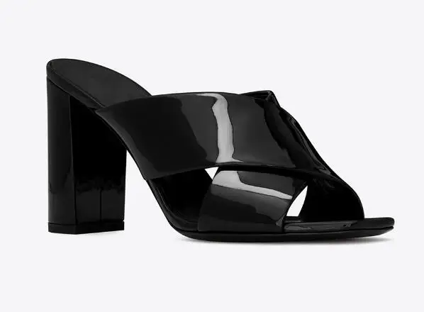 

2019 Summer women's black nude colors cross open toe super high heel slippers comfortable thick heel sandals and slippers