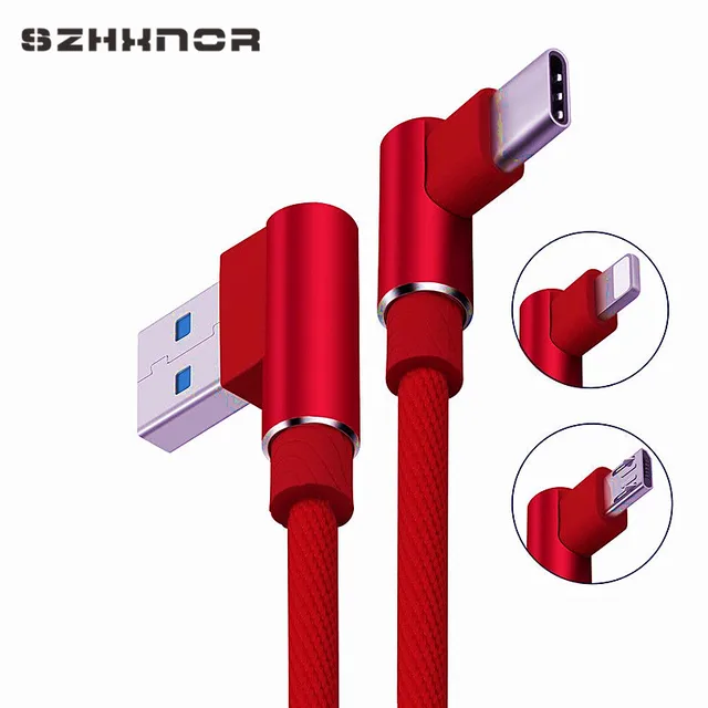 90 Degree USB 8 Pin/Type C/Micro USB Android Fast Charging