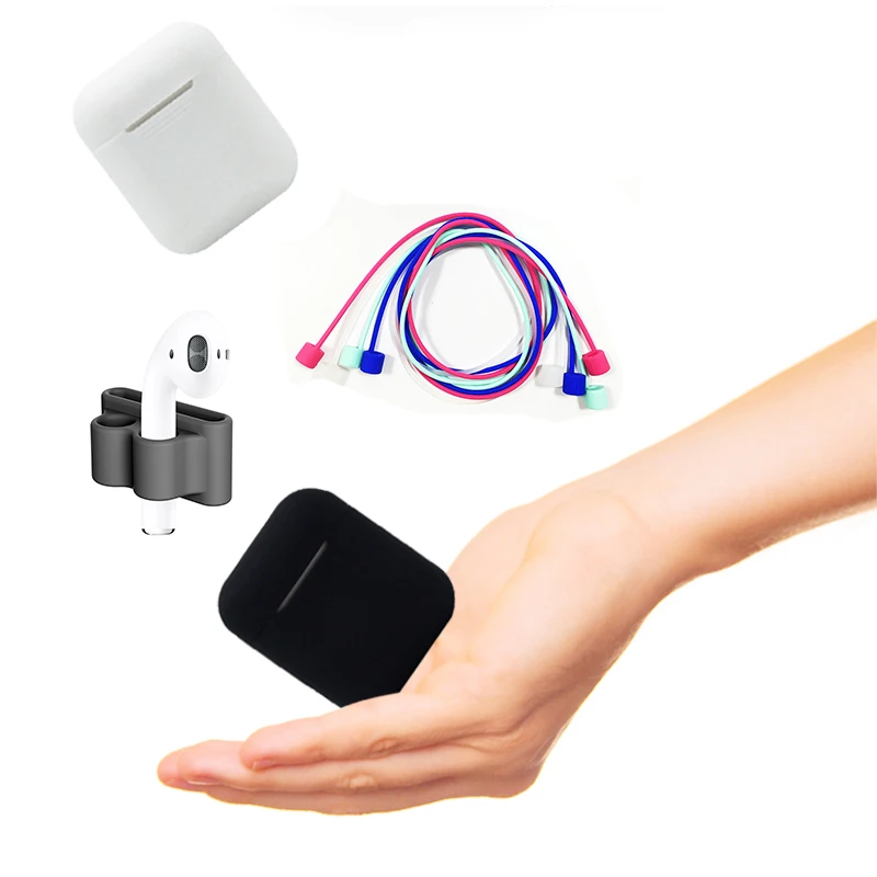 

For Apple AirPods Case Earphones Charging bin Accessories Silicone Case Cover Earphones Pouch Anti Lost Strap Holder Buckle