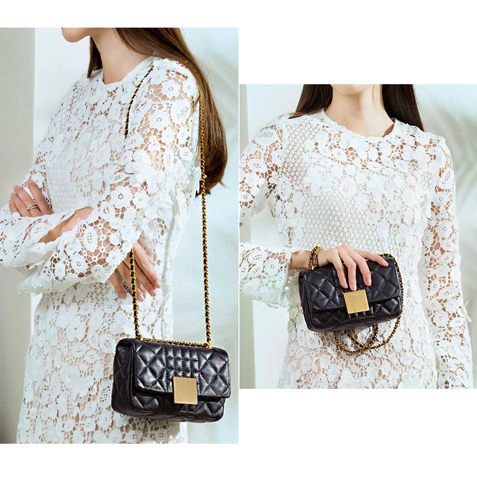 NEVEROUT النساء حقيبة ساع لينة حقيقي جلدي الفاخرة سلسلة حقيبة الصلبة الأزياء غنم صغير Crossbody مصمم جراب للمحمول والكاميرا بألوان مختلفة مضاد للماء NEVEROUT النساء حقيبة ساع لينة حقيقي جلدي الفاخرة سلسلة حقيبة الصلبة الأزياء غنم صغير Crossbody مصمم جراب للمحمول والكاميرا بألوان مختلفة مضاد للماء