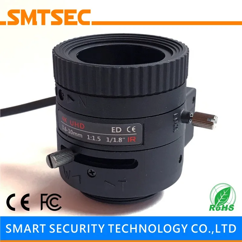 SMTSEC SL D3610A6MP Авто Ирис варифокальный 3 6 10 мм 6MP 1/1. 8 &quotCCTV объектив F1.5 42 109 градусов