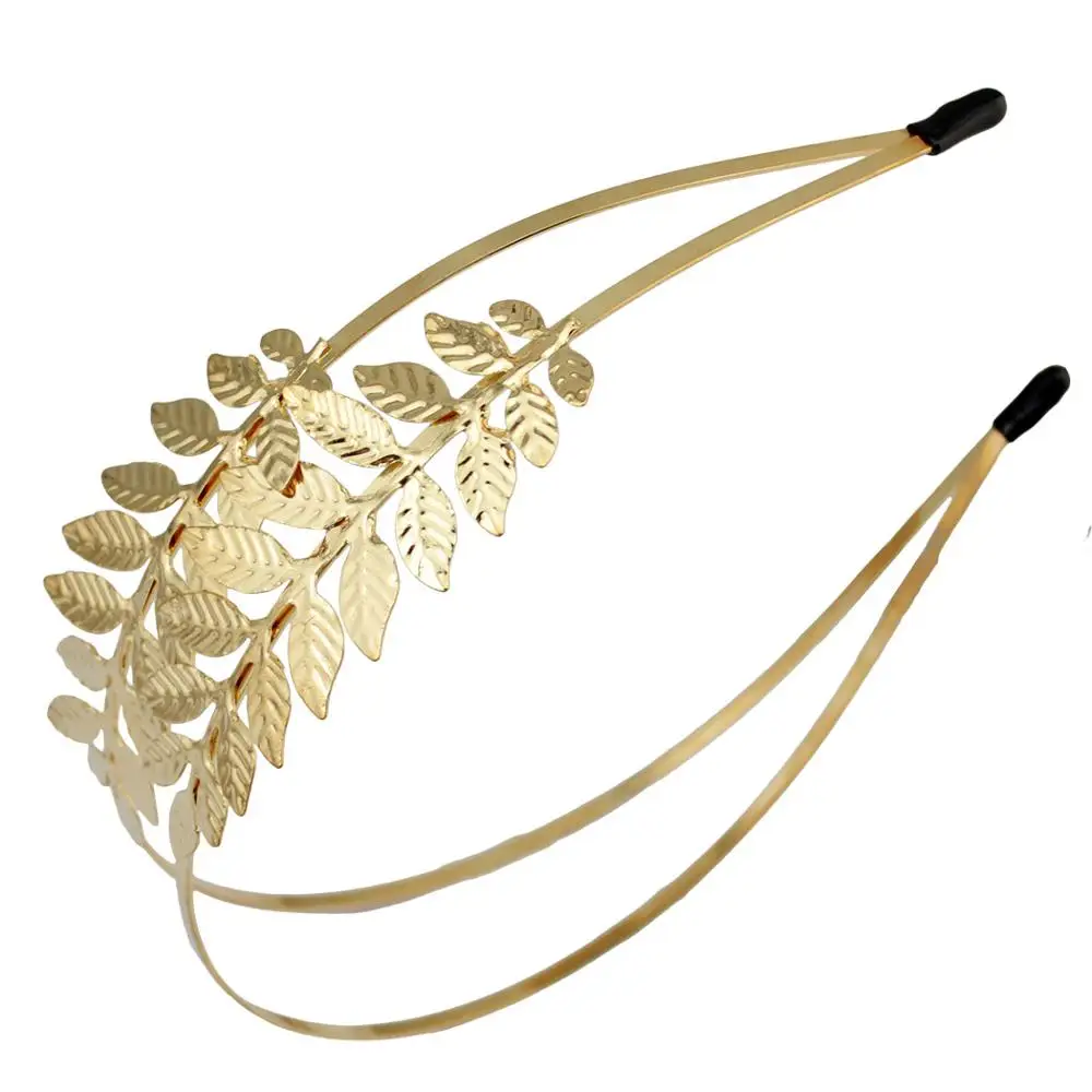 Греко-римские свадебные головные уборы для невесты, повязка на голову, аксессуары для волос, золотые, серебряные листочки, резинки для волос, ювелирные изделия, винтажные Свадебные короны, диадемы - Окраска металла: F-0379