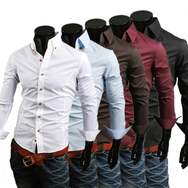2016 Future Design Man Shirt Long Sleeve Silm Fit Solid ...