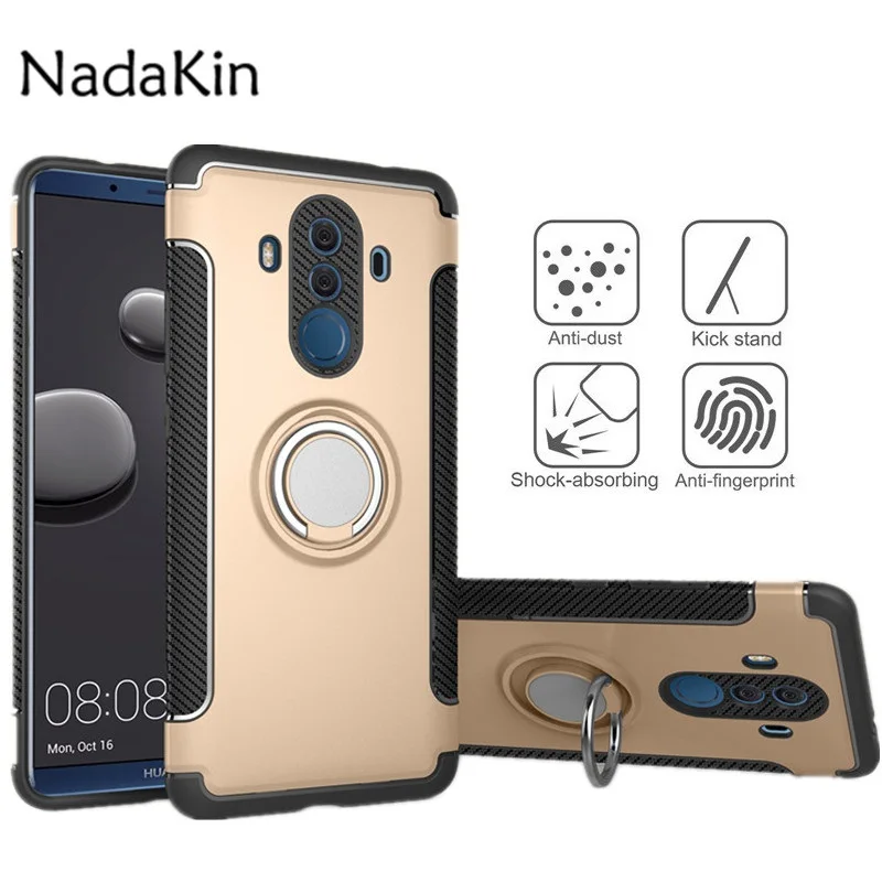 

Case for Huawei Mate 10 Pro Car Holder Magnetic Suction Ring Bracket Shockproof Rugged Armor Back Cover for Huawei Mate 10