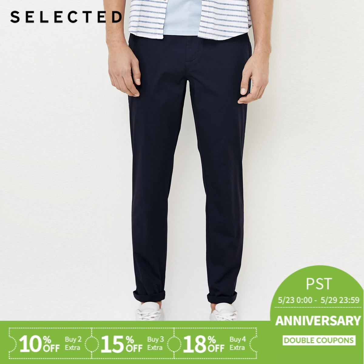 

SELECTED Cotton-blend slight stretch business leisure long pants S|4182W2504