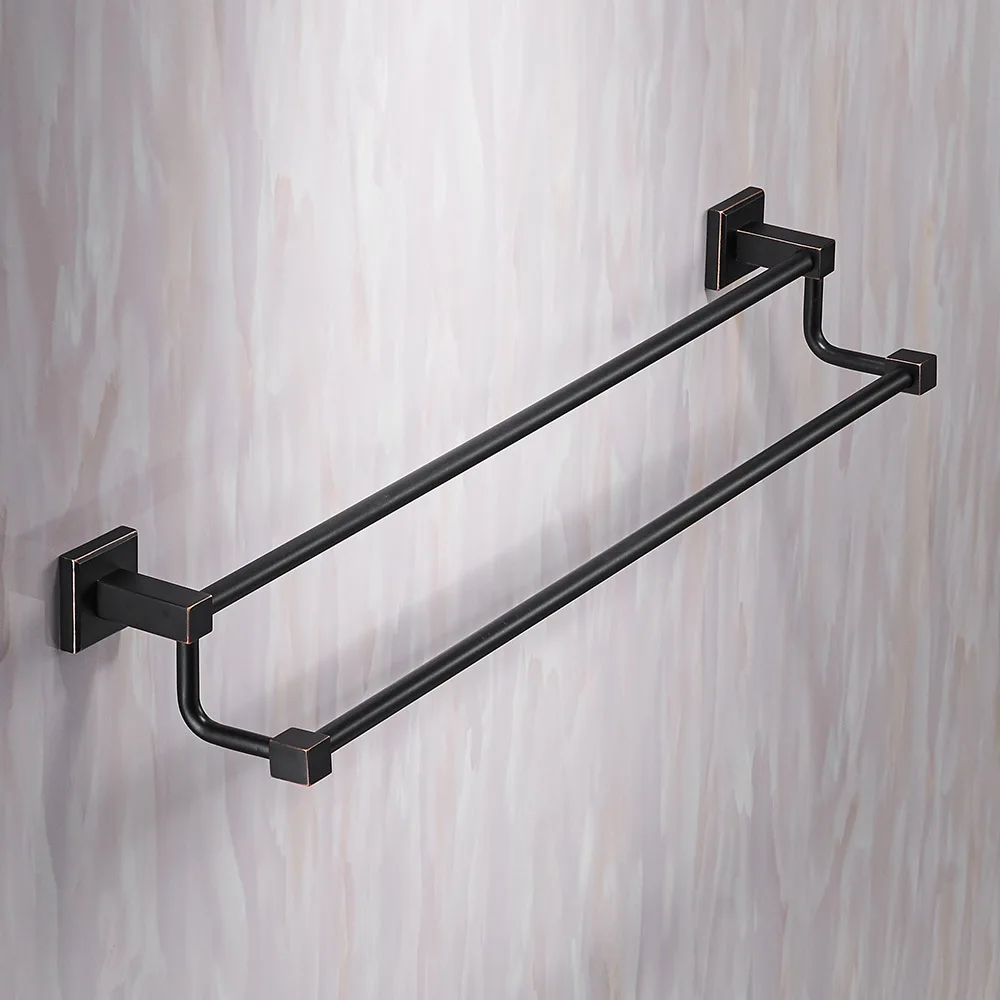Double Towel Bar Настенные полки для ванной комнаты из латуни в винтажном стиле, вешалка для полотенец, держатель для полотенец, аксессуары для ванной, наборы декоративных 92512 - Цвет: Double Towel Bar