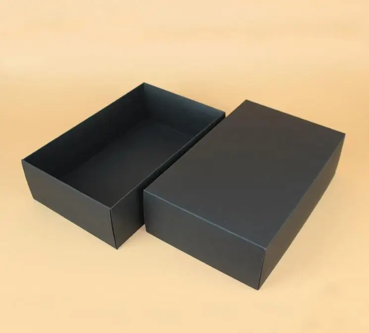 

Size: 28*18*8cm Black paper box for gift packaging,30pcs/lot black kraft paper boxes cardboard box for shoes/clothes