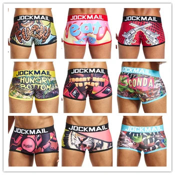 

JOCKMAIL Boxer Sexy Men Underwear nylon printed boxershorts men trunks cuecas boxer masculina youth big boy Men Gay Underwear