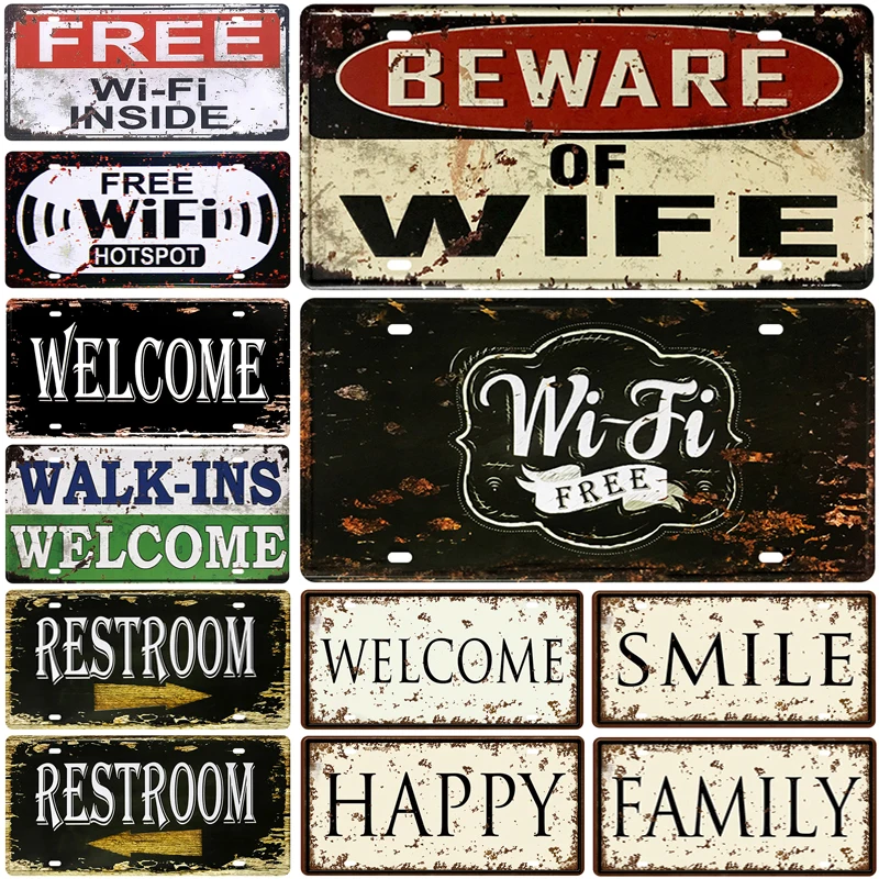 

WIFI Number Car Metal License Plate Plaque Metal Vintage Tin Sign Metal Signs Vintage Bar Decoration Metal Poster Pub Pin Up