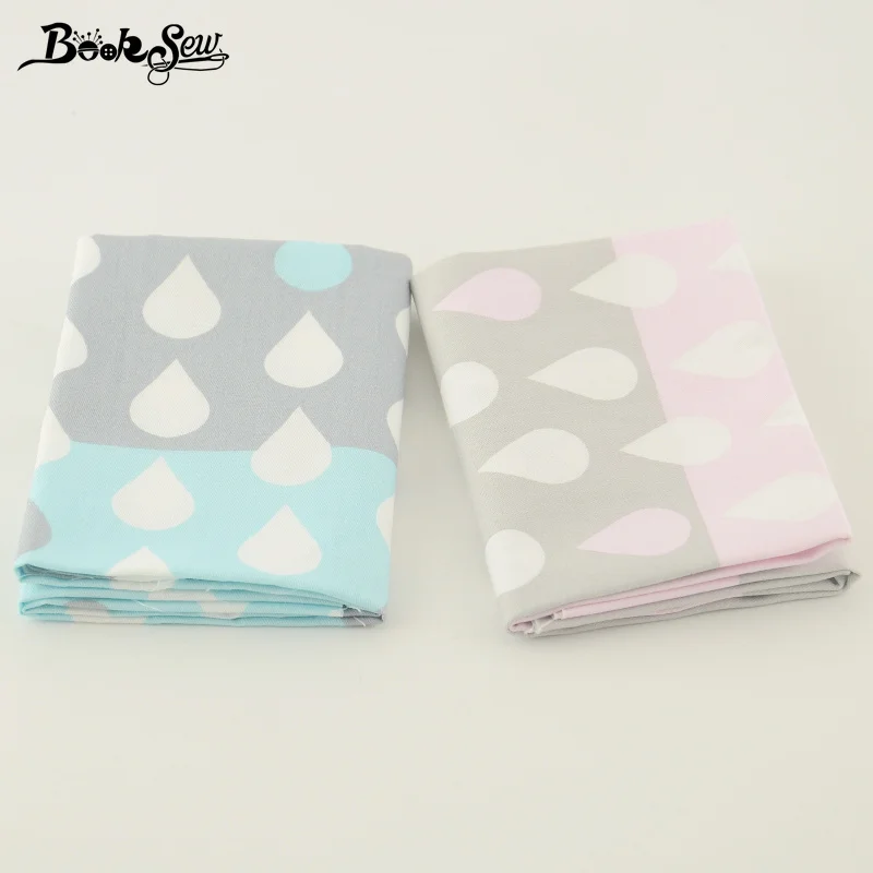 Booksew New 2PCS/Lot 50X100CM Raindrop Design Cotton Twill Fabric Quilting Tecido For Cushion/Patchwork/Bedding/Baby/Dolls