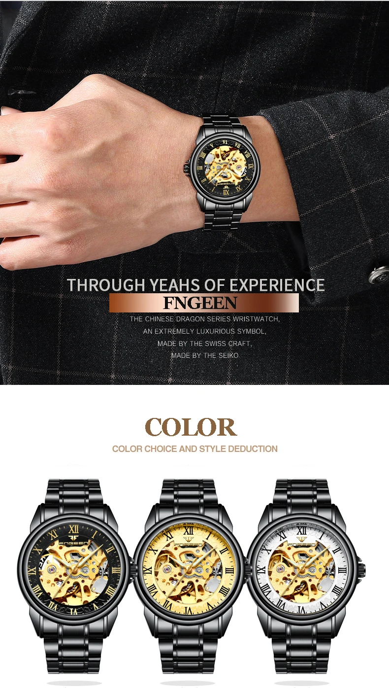 Мужские часы Топ бренд Роскошные деловые механические наручные часы Скелет черные Автоматические Мужские часы Hodinky Relogio Masculino