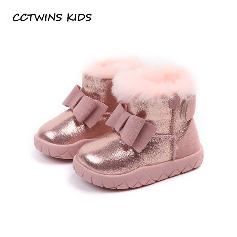 

CCTWINS KIDS 2018 Winter Baby Girl Fashion Mid Calf Boot Toddler Brand Butterfly Snow Boot Children Genuine Leather Shoe CS1530