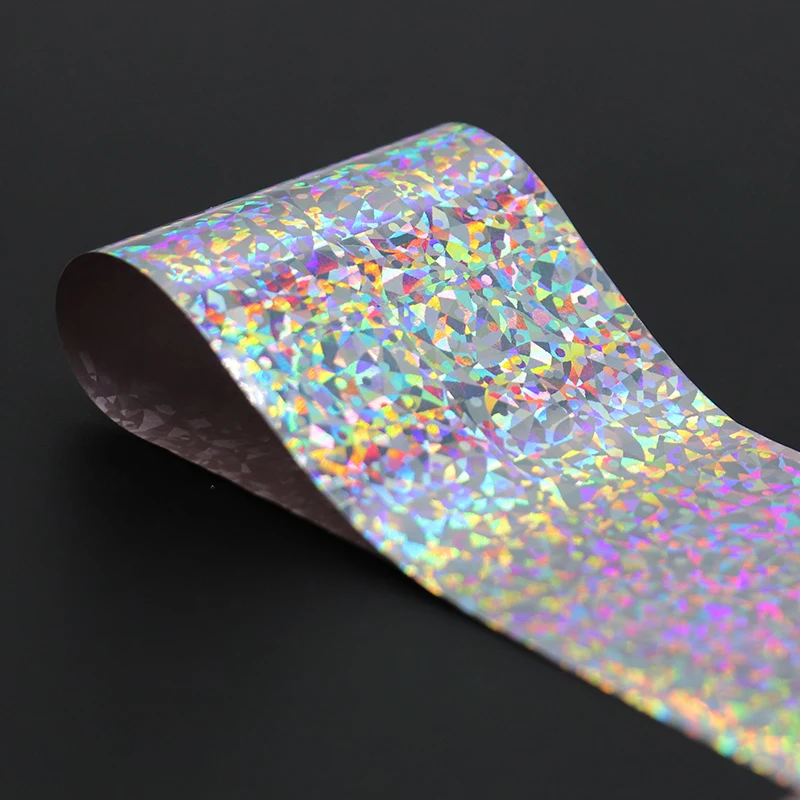 

4*100CM Holographic Transfer Nail Foils Laser Silver Cat's Eye Nail Transfer Foil Stickers Adhesive Nail Polish Nail Accessories