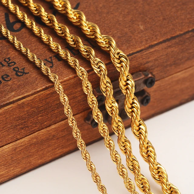 24k Gold Color Filled Necklace Chain For Men And Women Necklace