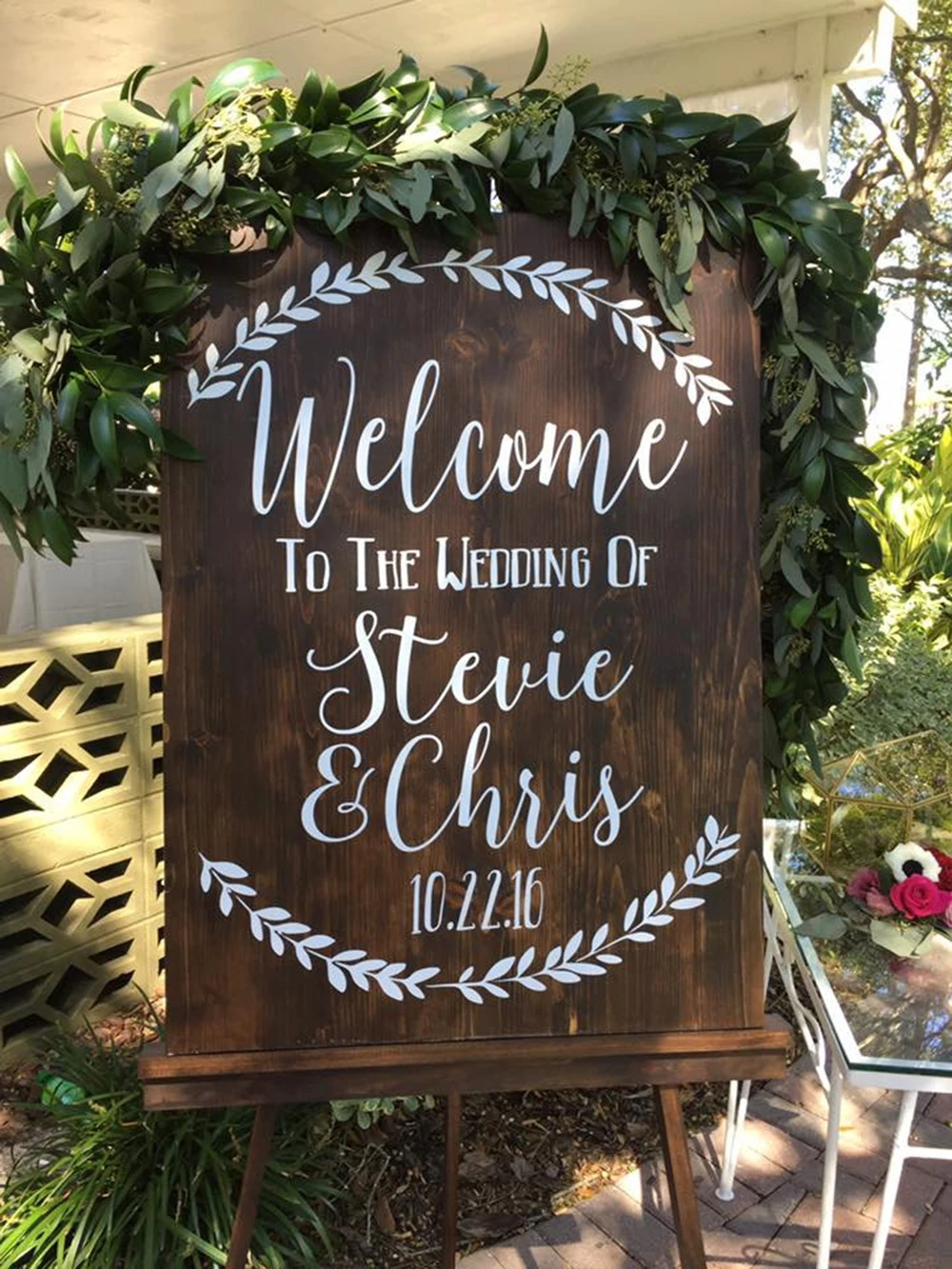 

Welcome to the Wedding of Decal Sign Welcome Wedding Stickers Rustic Wedding Decor Decals Removable Custom Name Date ZB576