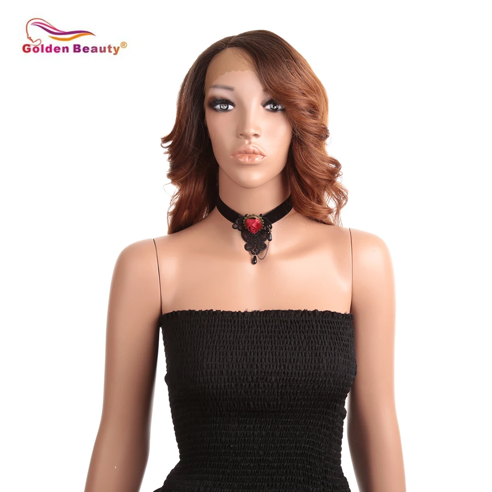 

24inch Loose Wave Long Brown Black Synthetic Lace Front Wig Glueless High Temperature Fiber Natural Wigs For Women Golden Beauty