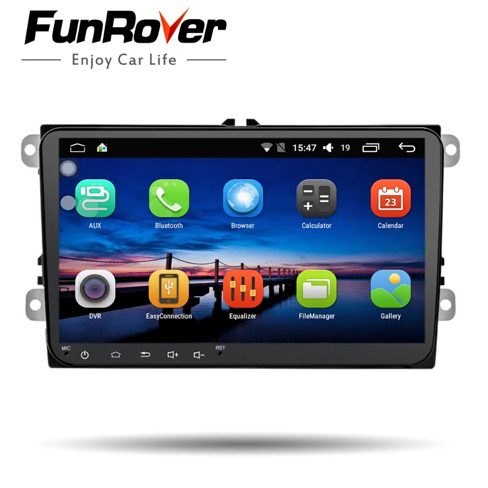 Beste Funrover 9 #039; #039;Android8. 0 2 dinCar DVD GPS Radio video voor VW Passat CC Polo golf5 6 Touran EOS T5 Sharan Jetta Tiguan WIFI USB BT