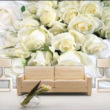 Пользовательские 3d фото обои белые шелковые розы Гостиная ТВ фон спальня 3d фото обои украшение дома