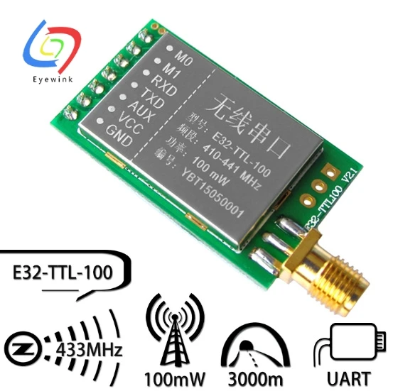 

SX1278/SX1276 wireless module | 433MHZ wireless serial | LORA spread 3000 m | UART interface