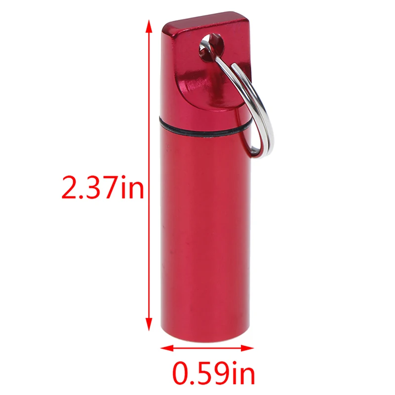 1pc 4 Colors Waterproof Aluminum Pill Box Medicine Case Container Bottle Holder Keychain Carabiner Outdoor Pill Case PillBox