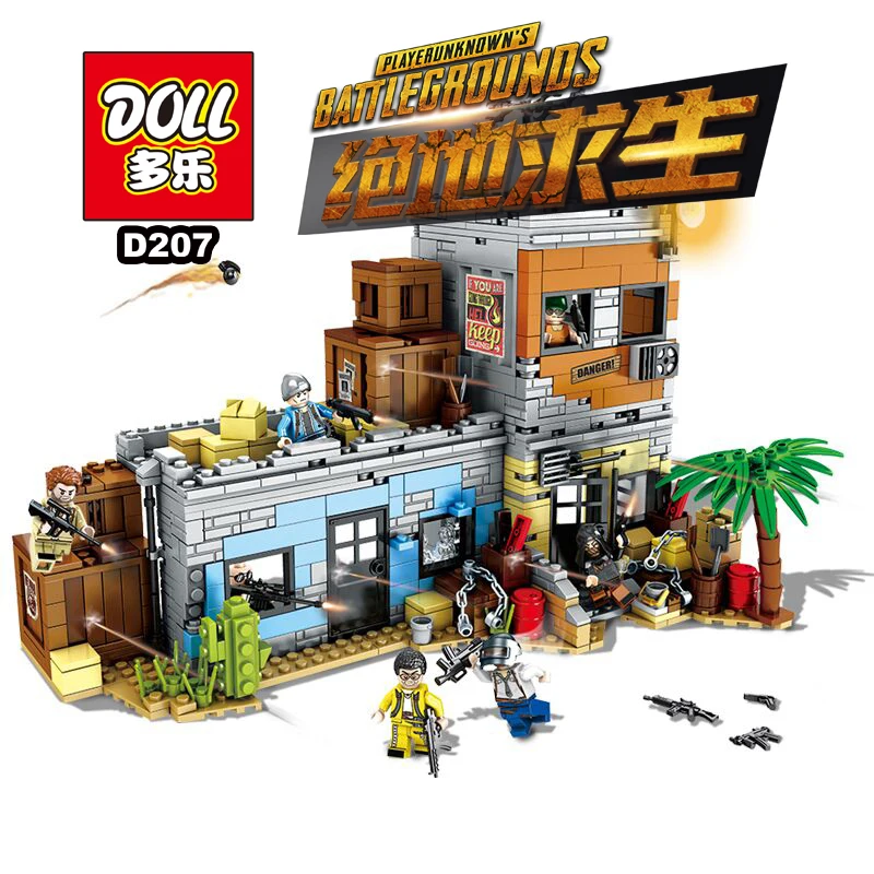 DR.TONG D207 PUBG FPS Game MILITARY Winner Winner Chicken Dinner Soldier Army Weapon Building Blocks Figures Educational Toys